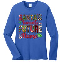 SantaS Favorite Future Nurse Buffalo Plaid Christmas Gift Ladies Long Sleeve Shirt