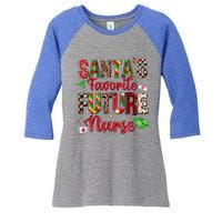 SantaS Favorite Future Nurse Buffalo Plaid Christmas Gift Women's Tri-Blend 3/4-Sleeve Raglan Shirt