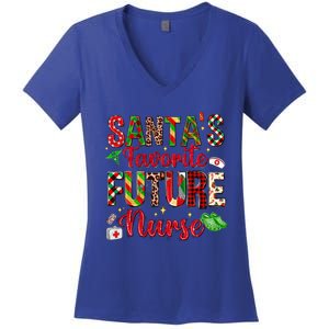 SantaS Favorite Future Nurse Buffalo Plaid Christmas Gift Women's V-Neck T-Shirt