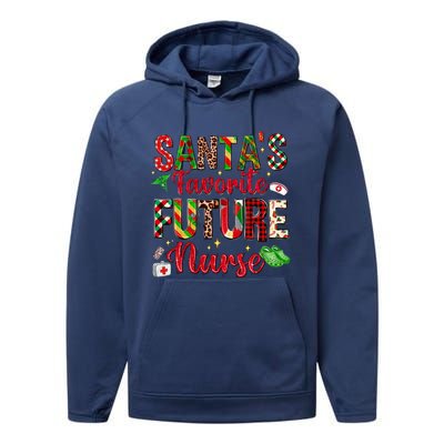 SantaS Favorite Future Nurse Buffalo Plaid Christmas Gift Performance Fleece Hoodie