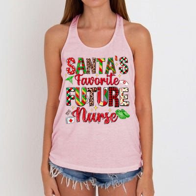 SantaS Favorite Future Nurse Buffalo Plaid Christmas Gift Women's Knotted Racerback Tank