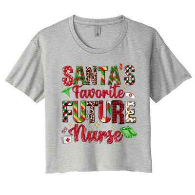 SantaS Favorite Future Nurse Buffalo Plaid Christmas Gift Women's Crop Top Tee