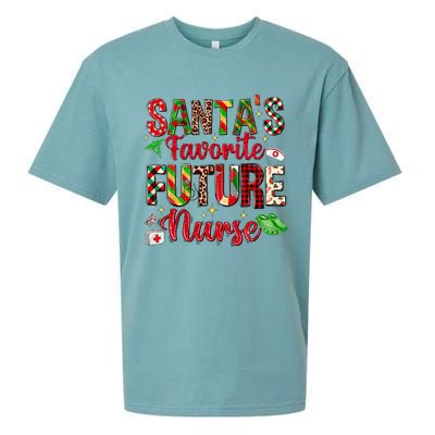 SantaS Favorite Future Nurse Buffalo Plaid Christmas Gift Sueded Cloud Jersey T-Shirt