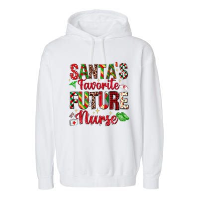 SantaS Favorite Future Nurse Buffalo Plaid Christmas Gift Garment-Dyed Fleece Hoodie