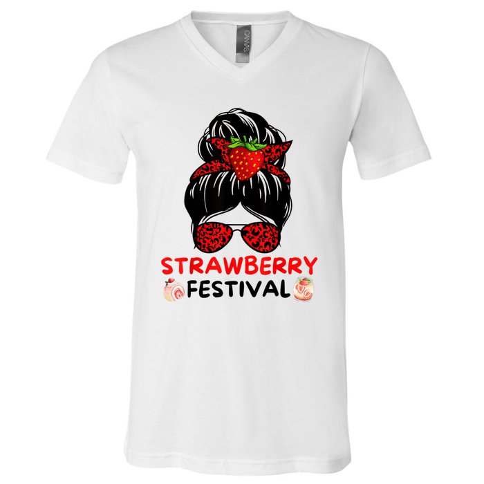 Strawberry Festival Fruit Lover Mom Girl Cute Gifts V-Neck T-Shirt