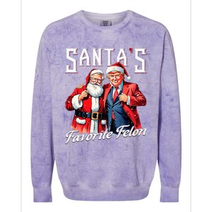 SantaS Favorite Felon Santa Claus Trump Christmas Pajamas Colorblast Crewneck Sweatshirt