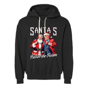 SantaS Favorite Felon Santa Claus Trump Christmas Pajamas Garment-Dyed Fleece Hoodie