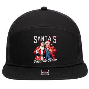 SantaS Favorite Felon Santa Claus Trump Christmas Pajamas 7 Panel Mesh Trucker Snapback Hat