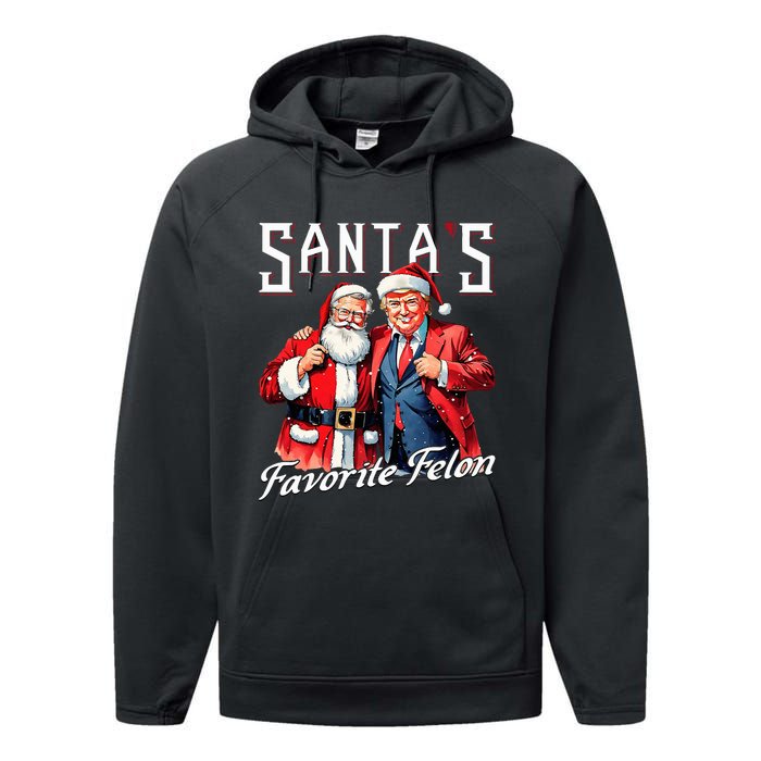 SantaS Favorite Felon Santa Claus Trump Christmas Pajamas Performance Fleece Hoodie