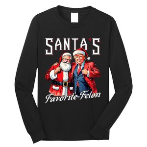 SantaS Favorite Felon Santa Claus Trump Christmas Pajamas Long Sleeve Shirt