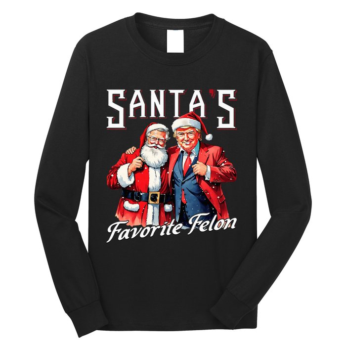 SantaS Favorite Felon Santa Claus Trump Christmas Pajamas Long Sleeve Shirt