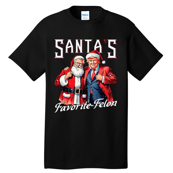 SantaS Favorite Felon Santa Claus Trump Christmas Pajamas Tall T-Shirt