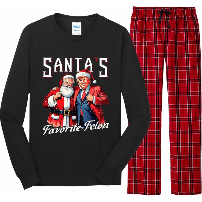 SantaS Favorite Felon Santa Claus Trump Christmas Pajamas Long Sleeve Pajama Set