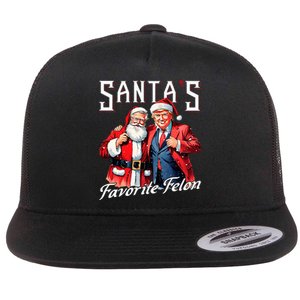 SantaS Favorite Felon Santa Claus Trump Christmas Pajamas Flat Bill Trucker Hat