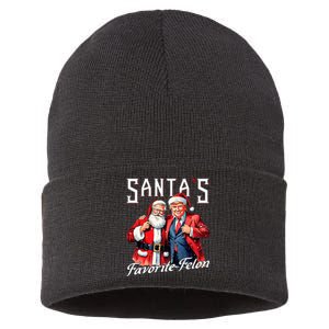 SantaS Favorite Felon Santa Claus Trump Christmas Pajamas Sustainable Knit Beanie