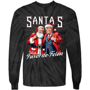 SantaS Favorite Felon Santa Claus Trump Christmas Pajamas Tie-Dye Long Sleeve Shirt