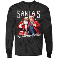 SantaS Favorite Felon Santa Claus Trump Christmas Pajamas Tie-Dye Long Sleeve Shirt