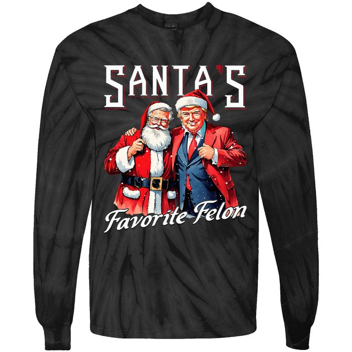 SantaS Favorite Felon Santa Claus Trump Christmas Pajamas Tie-Dye Long Sleeve Shirt