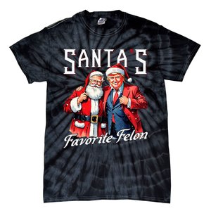 SantaS Favorite Felon Santa Claus Trump Christmas Pajamas Tie-Dye T-Shirt