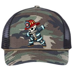 Skeleton Funny Fire Firefighter Dabbing Halloween Costume Meaningful Gift Retro Rope Trucker Hat Cap