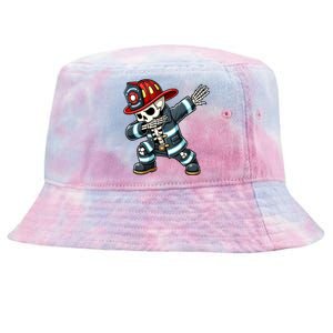 Skeleton Funny Fire Firefighter Dabbing Halloween Costume Meaningful Gift Tie-Dyed Bucket Hat