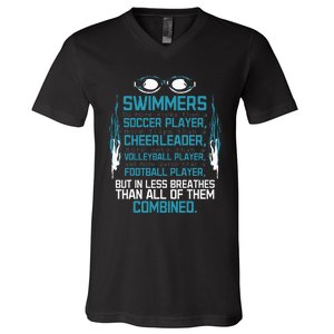 Swimming Facts Funny Water Sports for Swimmer Team Coach V-Neck T-Shirt