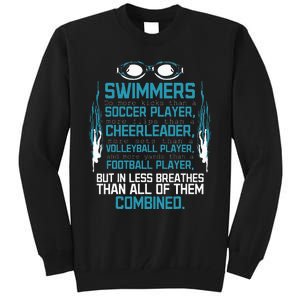 Swimming Facts Funny Water Sports for Swimmer Team Coach Tall Sweatshirt