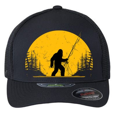 Sasquatch Fly Fishing Vintage Trout Fisherman Funny Flexfit Unipanel Trucker Cap
