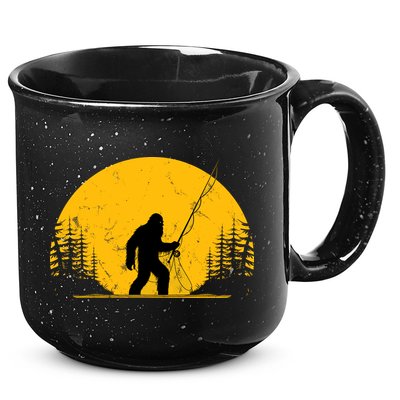 Sasquatch Fly Fishing Vintage Trout Fisherman Funny 15oz Campfire Ceramic Mug