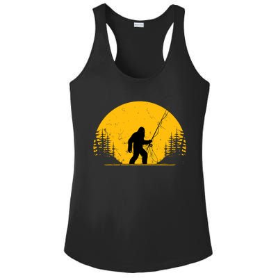 Sasquatch Fly Fishing Vintage Trout Fisherman Funny Ladies PosiCharge Competitor Racerback Tank