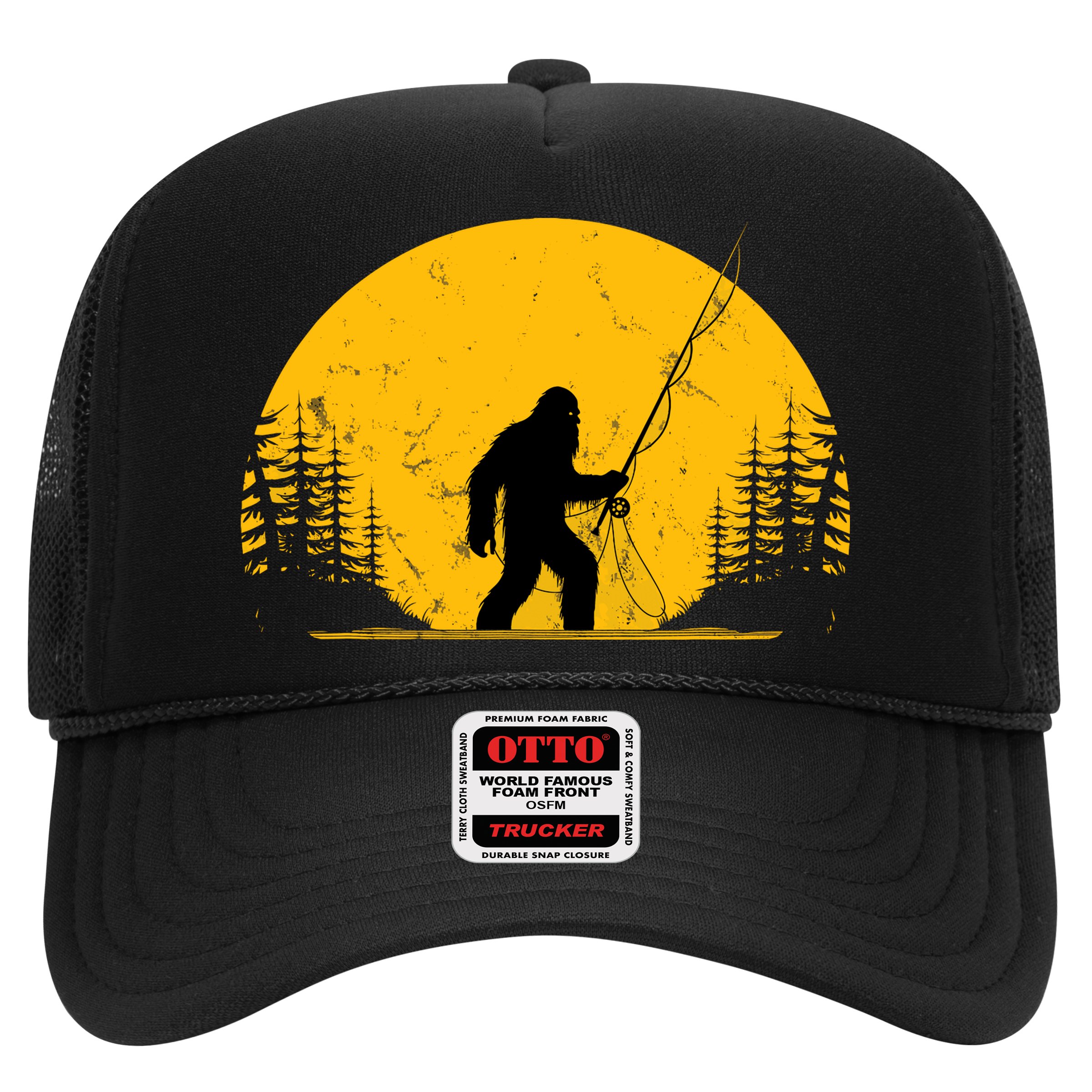 Sasquatch Fly Fishing Vintage Trout Fisherman Funny Hat