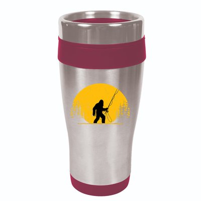 Sasquatch Fly Fishing Vintage Trout Fisherman Funny 16oz Travel Tumbler