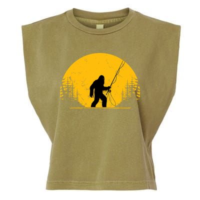 Sasquatch Fly Fishing Vintage Trout Fisherman Funny Garment-Dyed Women's Muscle Tee