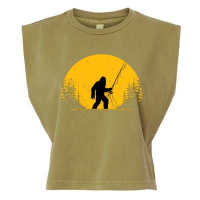 Sasquatch Fly Fishing Vintage Trout Fisherman Funny Garment-Dyed Women's Muscle Tee