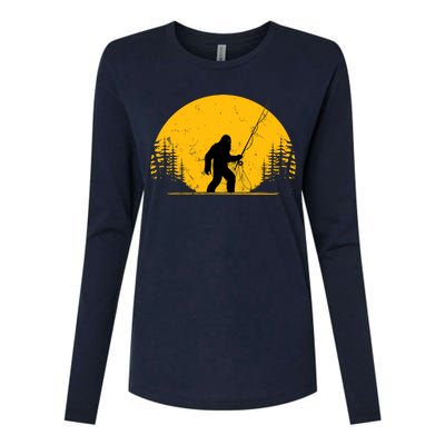 Sasquatch Fly Fishing Vintage Trout Fisherman Funny Womens Cotton Relaxed Long Sleeve T-Shirt