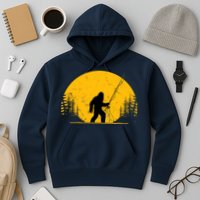 Sasquatch Fly Fishing Vintage Trout Fisherman Funny Hoodie