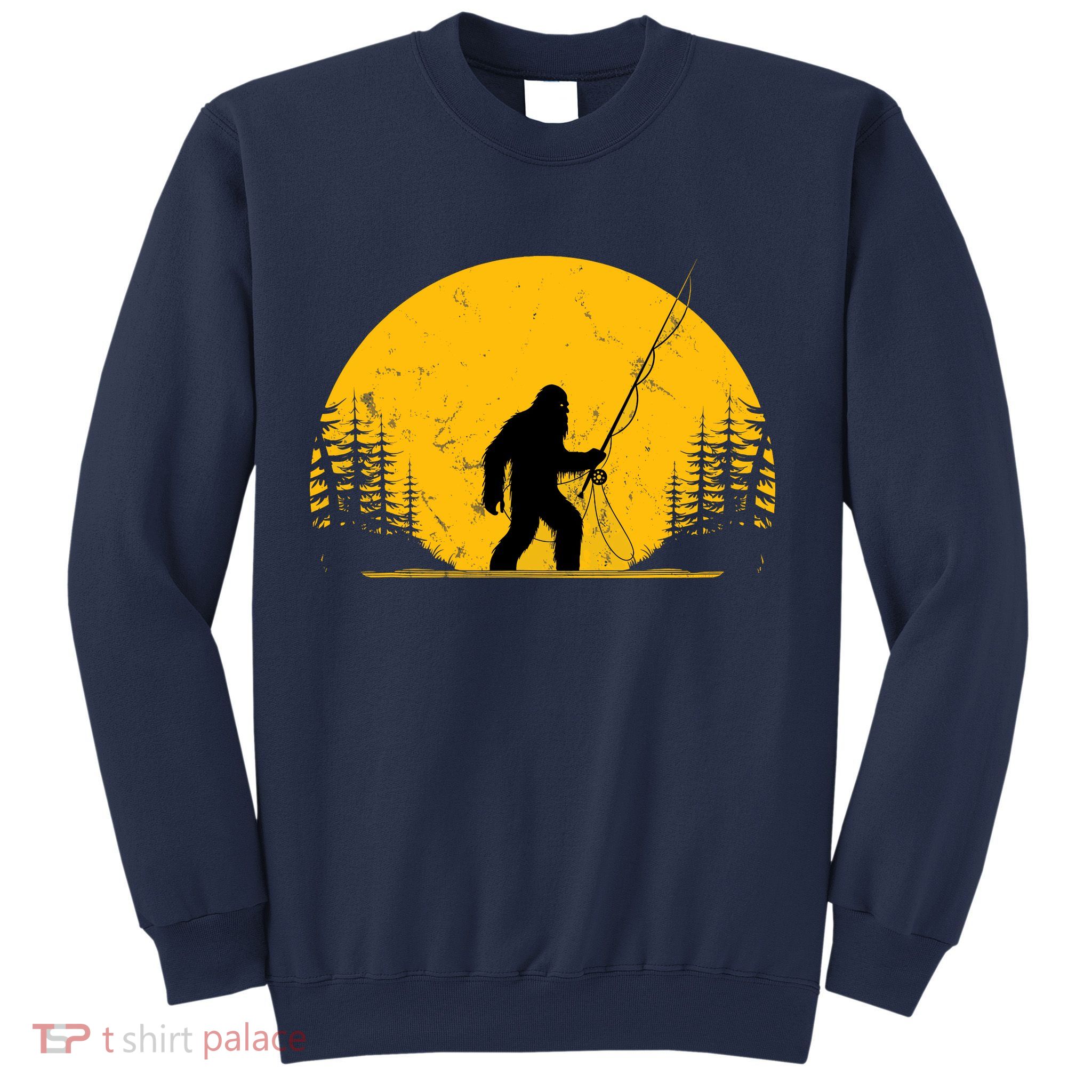 Sasquatch Fly Fishing Vintage Trout Fisherman Funny Sweatshirt