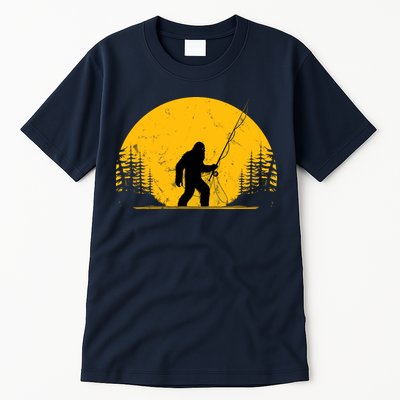 Sasquatch Fly Fishing Vintage Trout Fisherman Funny Tall T-Shirt