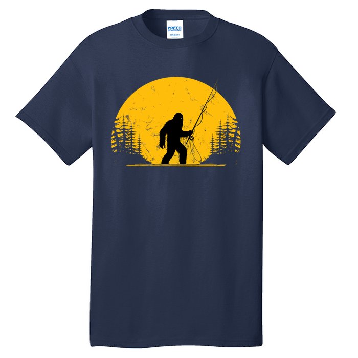 Sasquatch Fly Fishing Vintage Trout Fisherman Funny Tall T-Shirt