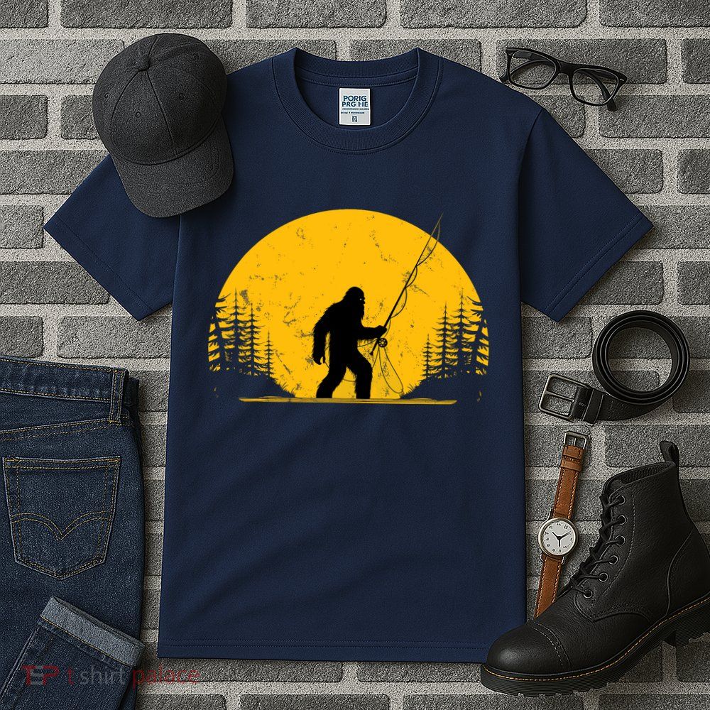 Sasquatch Fly Fishing Vintage Trout Fisherman Funny Tall T-Shirt
