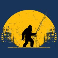 Sasquatch Fly Fishing Vintage Trout Fisherman Funny Button