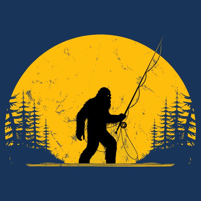 Sasquatch Fly Fishing Vintage Trout Fisherman Funny Button