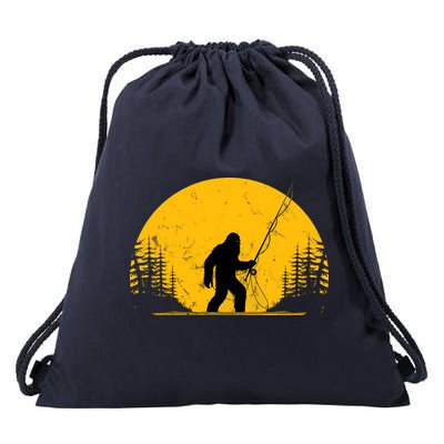 Sasquatch Fly Fishing Vintage Trout Fisherman Funny Drawstring Bag