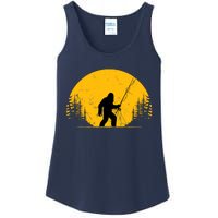 Sasquatch Fly Fishing Vintage Trout Fisherman Funny Ladies Essential Tank