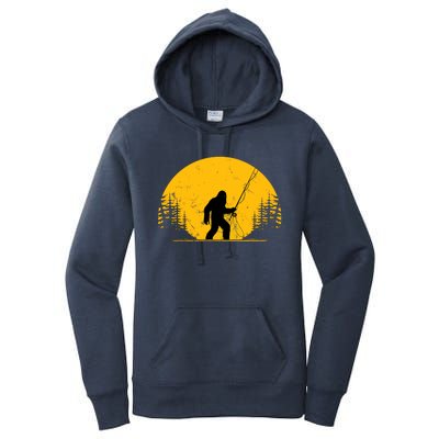 Sasquatch Fly Fishing Vintage Trout Fisherman Funny Women's Pullover Hoodie