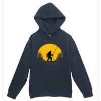 Sasquatch Fly Fishing Vintage Trout Fisherman Funny Urban Pullover Hoodie