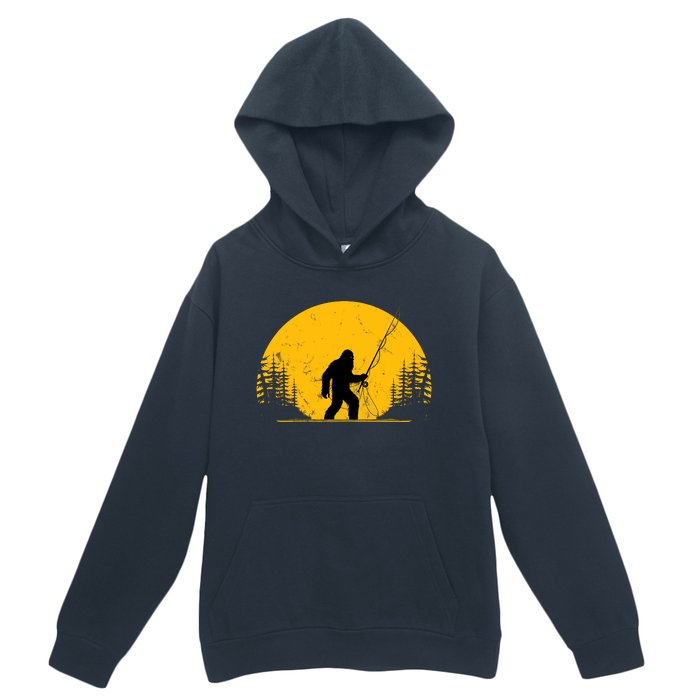 Sasquatch Fly Fishing Vintage Trout Fisherman Funny Urban Pullover Hoodie