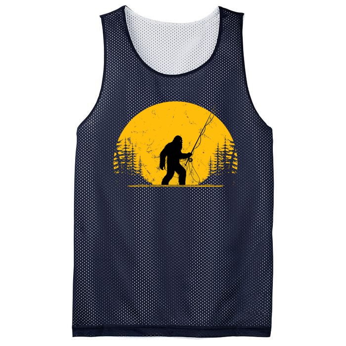 Sasquatch Fly Fishing Vintage Trout Fisherman Funny Mesh Reversible Basketball Jersey Tank