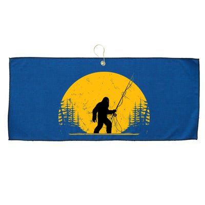 Sasquatch Fly Fishing Vintage Trout Fisherman Funny Large Microfiber Waffle Golf Towel