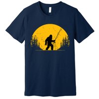 Sasquatch Fly Fishing Vintage Trout Fisherman Funny Premium T-Shirt